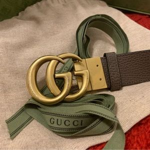 Gucci Authentic GG Mormont Reversible Belt Black/Brown Leather